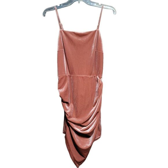 Akira Dusty Rose Draped Velvet Bodycon Mini Dress - Picture 1 of 4